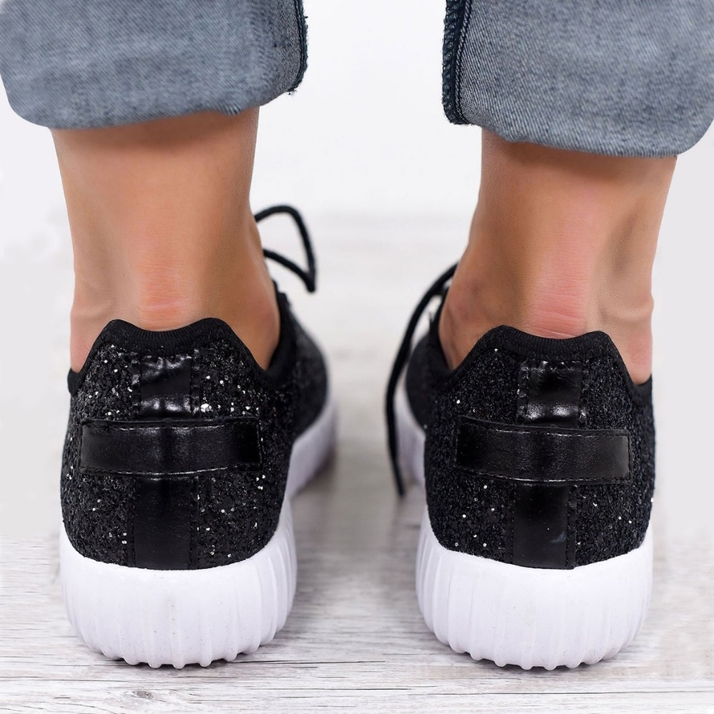 NEW🔥 Light-Weight Lace Up Glitter Fashion Sneaker - Picture 4 of 4